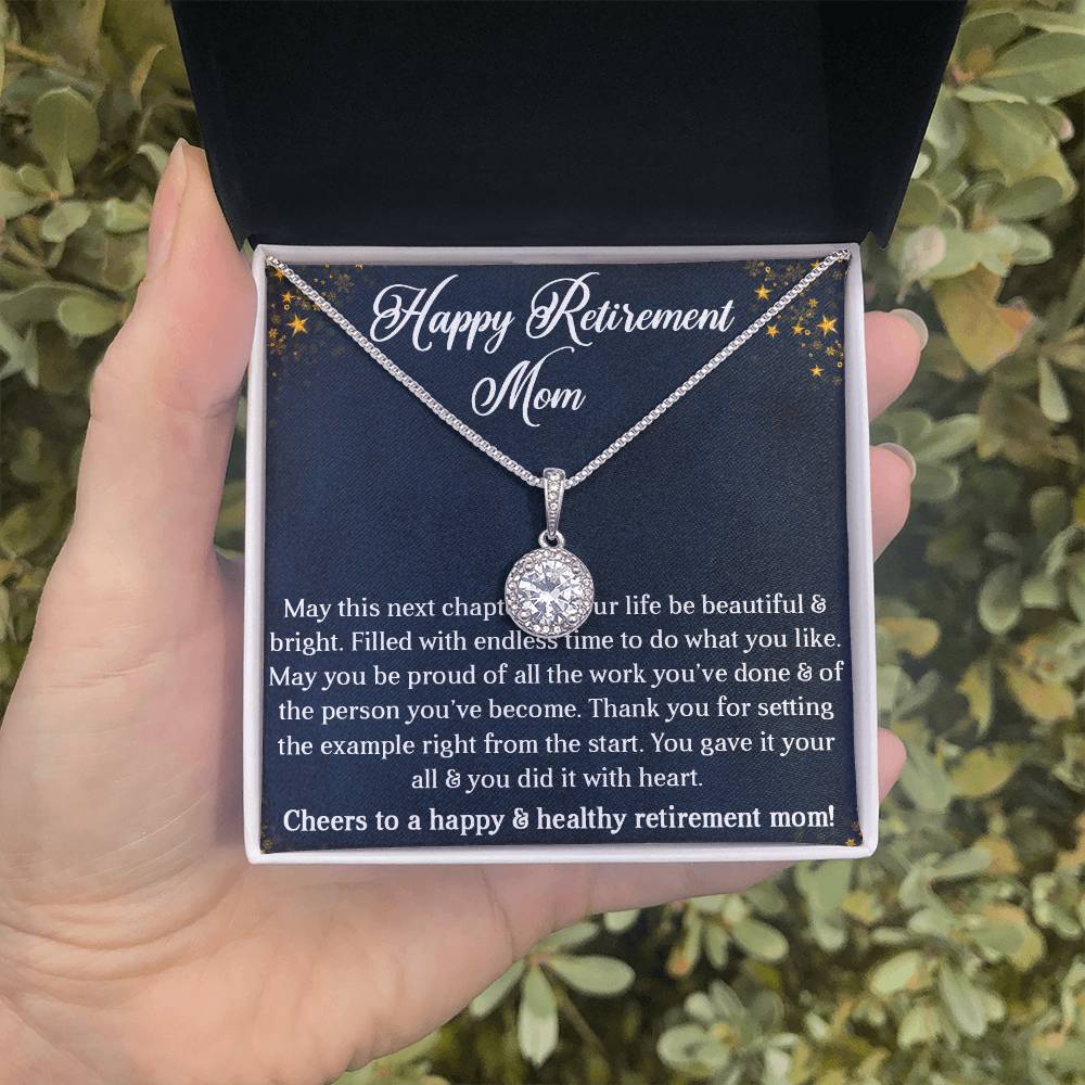HAPPY RETIREMENT MOM, ETERNAL HOPE NECKLACE WITH BEAUTIFUL MESSAGE CARD, UNIQUE GIFT FOR MOM, NECKLACE JEWELLERY FOR HER
