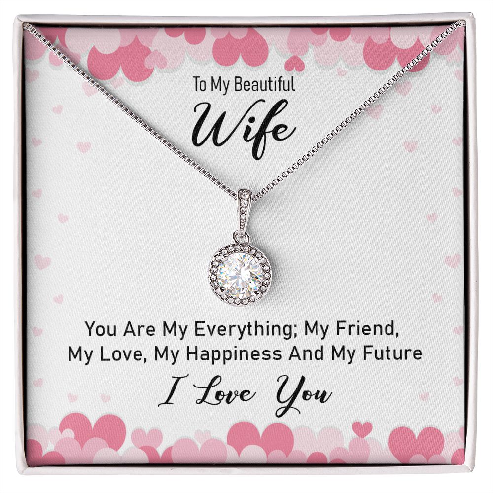 TO MY WIFE, ETERNAL HOPE NECKLACE WITH MESSAGE CARD, UNIQUE GIFT FOR HER, BIRTHDAY GIFT FOR WIFE