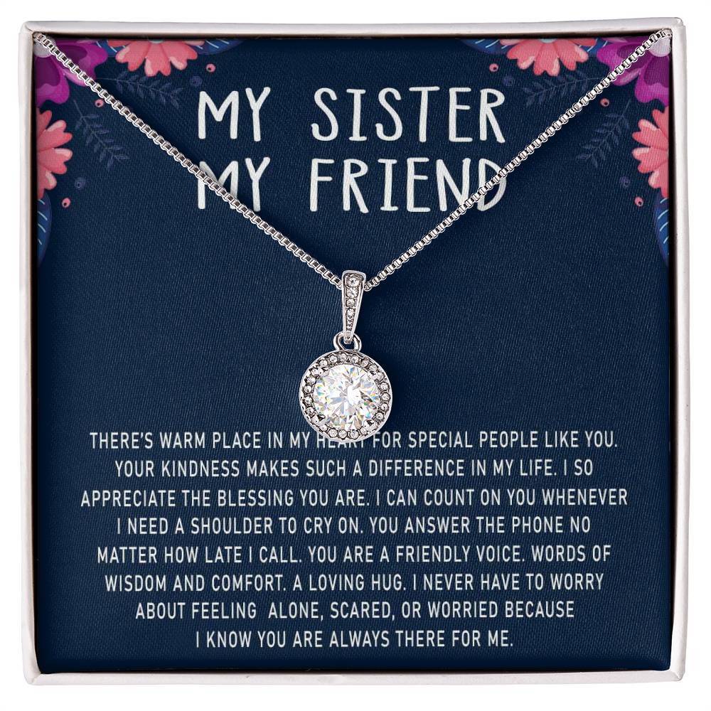 To My Sister My Friend Eternal Hope Necklace For Her Soul Sister Necklace Sister Gifts Necklace With Message Card For Sister Sister To Sister Gifts