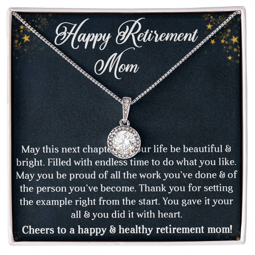 HAPPY RETIREMENT MOM, ETERNAL HOPE NECKLACE WITH BEAUTIFUL MESSAGE CARD, UNIQUE GIFT FOR MOM, NECKLACE JEWELLERY FOR HER
