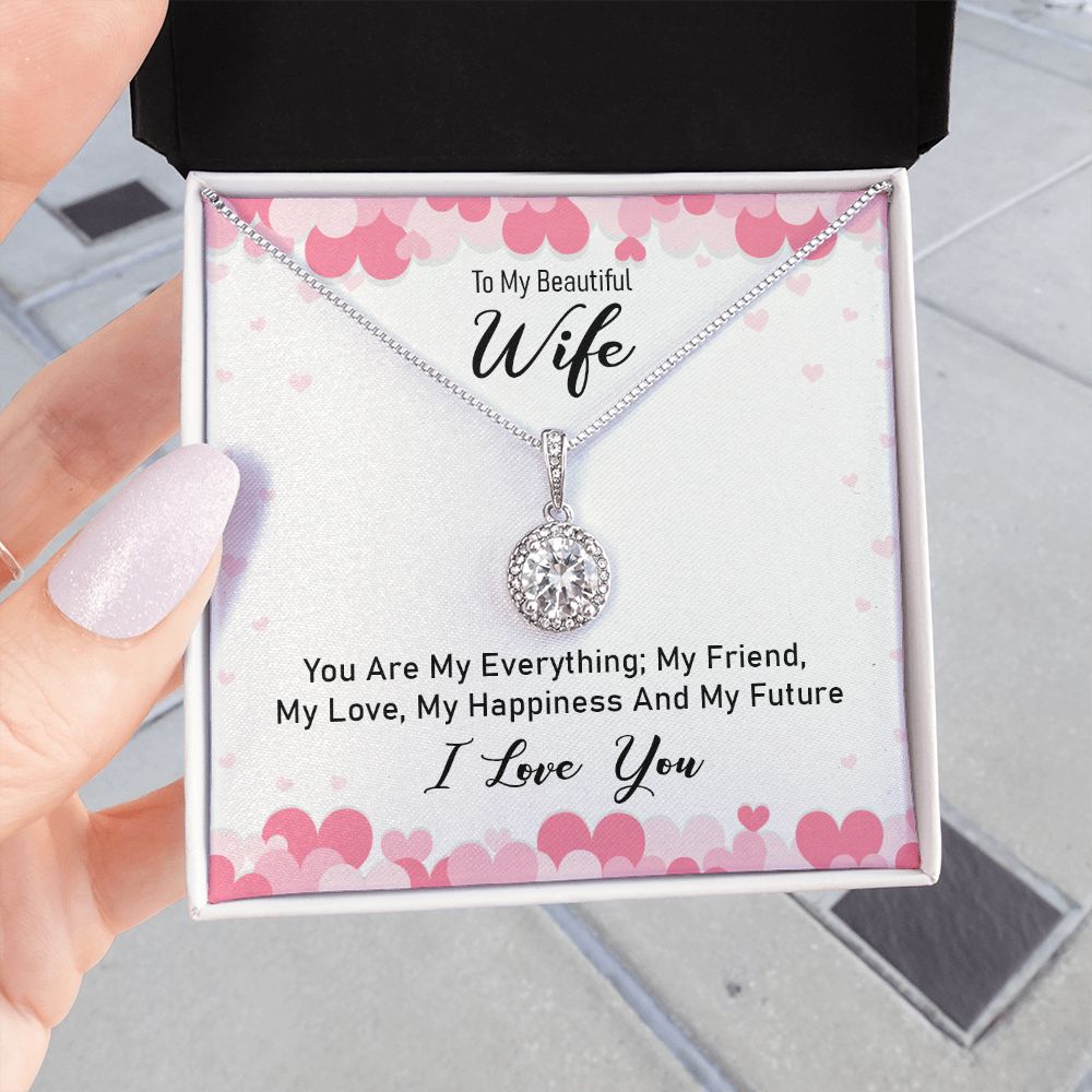 TO MY WIFE, ETERNAL HOPE NECKLACE WITH MESSAGE CARD, UNIQUE GIFT FOR HER, BIRTHDAY GIFT FOR WIFE