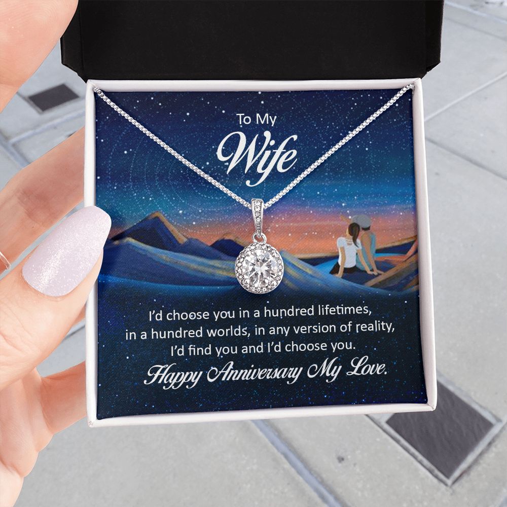 TO MY WIFE NECKLACE WITH BEAUTIFUL MESSAGE CARD, ANNIVERSARY GIFT FOR HER