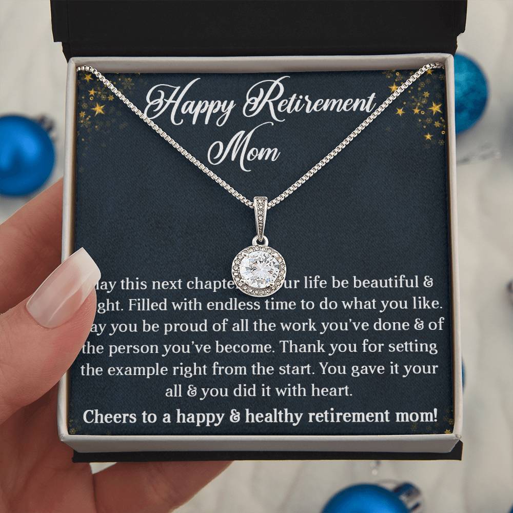 HAPPY RETIREMENT MOM, ETERNAL HOPE NECKLACE WITH BEAUTIFUL MESSAGE CARD, UNIQUE GIFT FOR MOM, NECKLACE JEWELLERY FOR HER