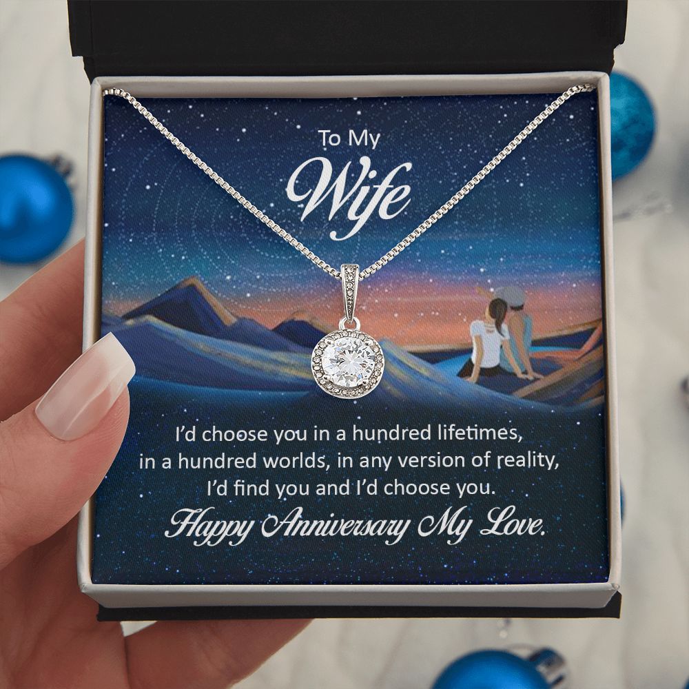 TO MY WIFE NECKLACE WITH BEAUTIFUL MESSAGE CARD, ANNIVERSARY GIFT FOR HER