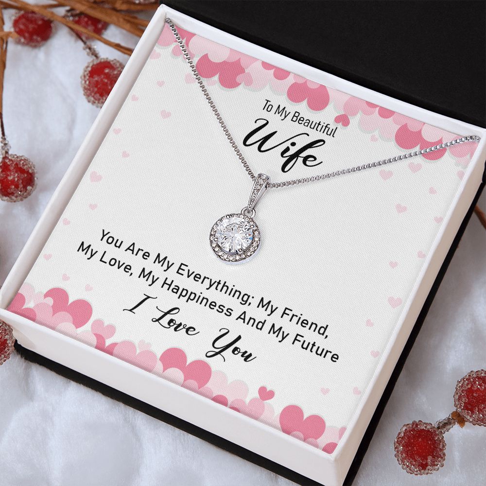 TO MY WIFE, ETERNAL HOPE NECKLACE WITH MESSAGE CARD, UNIQUE GIFT FOR HER, BIRTHDAY GIFT FOR WIFE