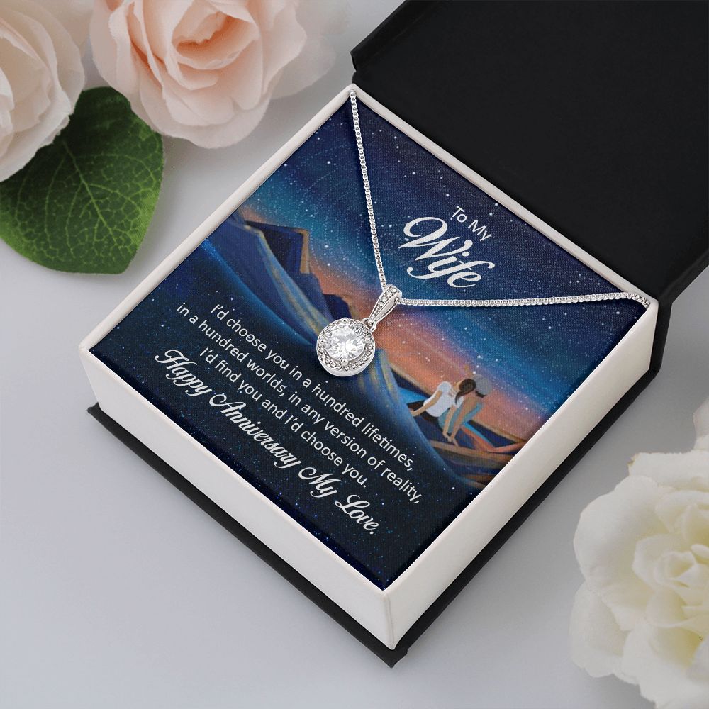 TO MY WIFE NECKLACE WITH BEAUTIFUL MESSAGE CARD, ANNIVERSARY GIFT FOR HER