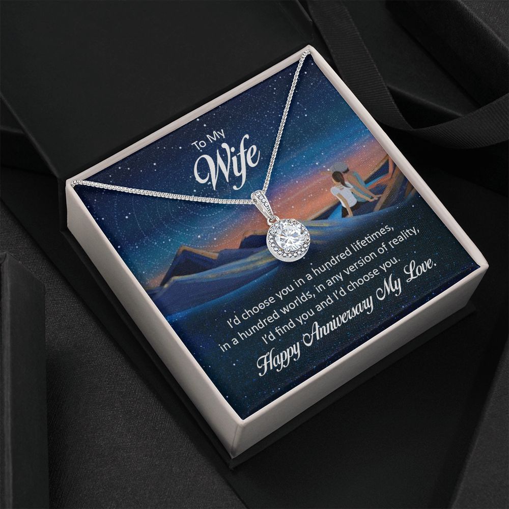 TO MY WIFE NECKLACE WITH BEAUTIFUL MESSAGE CARD, ANNIVERSARY GIFT FOR HER