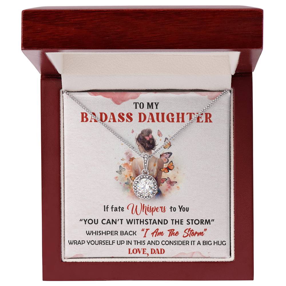 To My Badass Daughter, S925 Sterling Silver Eternal Hope Necklace For Daughter From Dad, Birthday Gift For Her