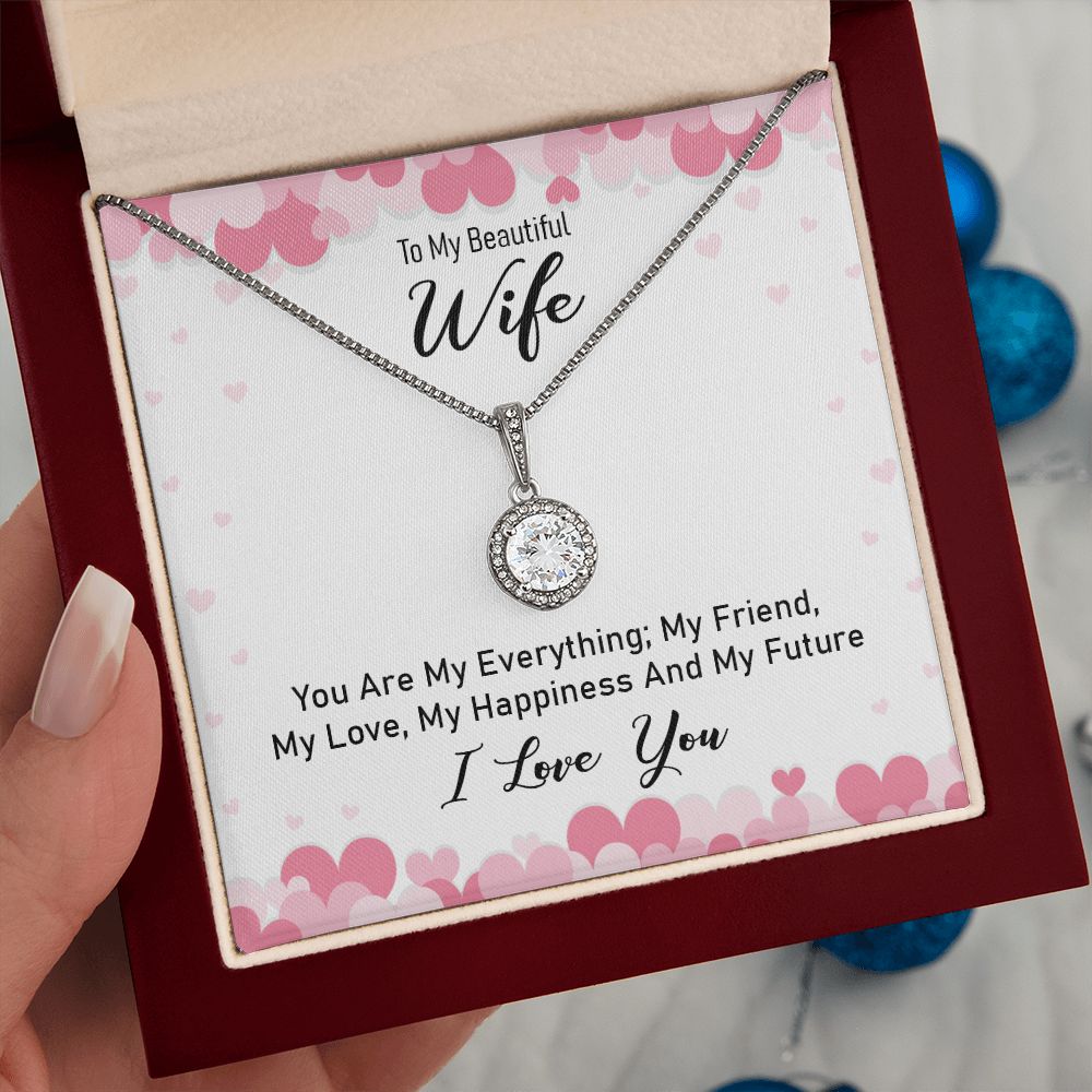 TO MY WIFE, ETERNAL HOPE NECKLACE WITH MESSAGE CARD, UNIQUE GIFT FOR HER, BIRTHDAY GIFT FOR WIFE