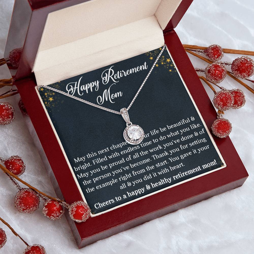 HAPPY RETIREMENT MOM, ETERNAL HOPE NECKLACE WITH BEAUTIFUL MESSAGE CARD, UNIQUE GIFT FOR MOM, NECKLACE JEWELLERY FOR HER