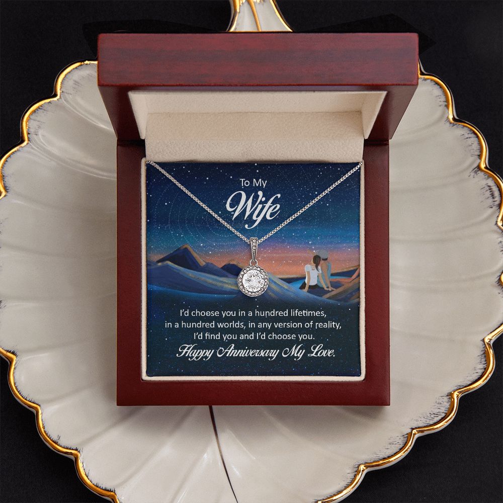 TO MY WIFE NECKLACE WITH BEAUTIFUL MESSAGE CARD, ANNIVERSARY GIFT FOR HER