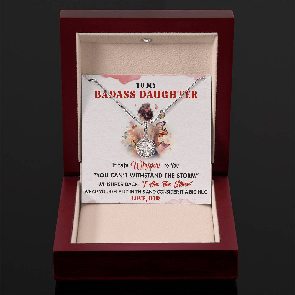 To My Badass Daughter, S925 Sterling Silver Eternal Hope Necklace For Daughter From Dad, Birthday Gift For Her