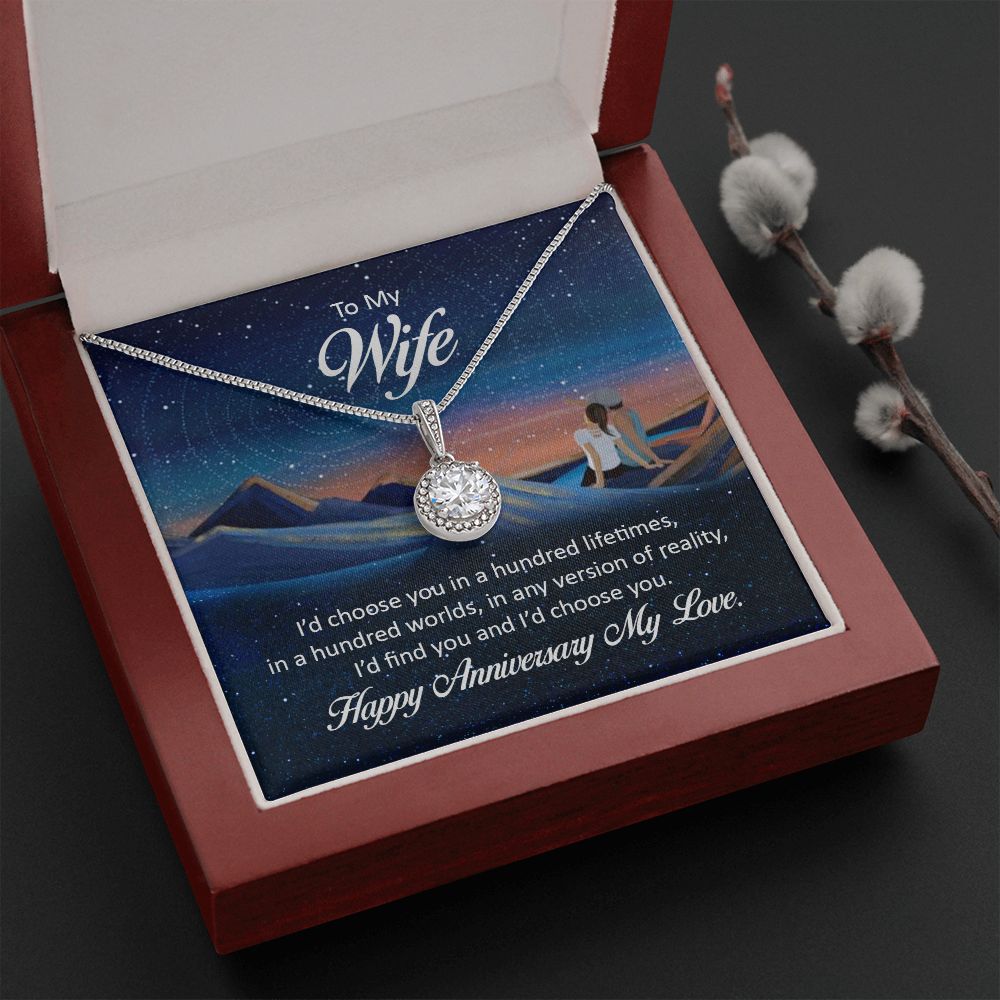 TO MY WIFE NECKLACE WITH BEAUTIFUL MESSAGE CARD, ANNIVERSARY GIFT FOR HER