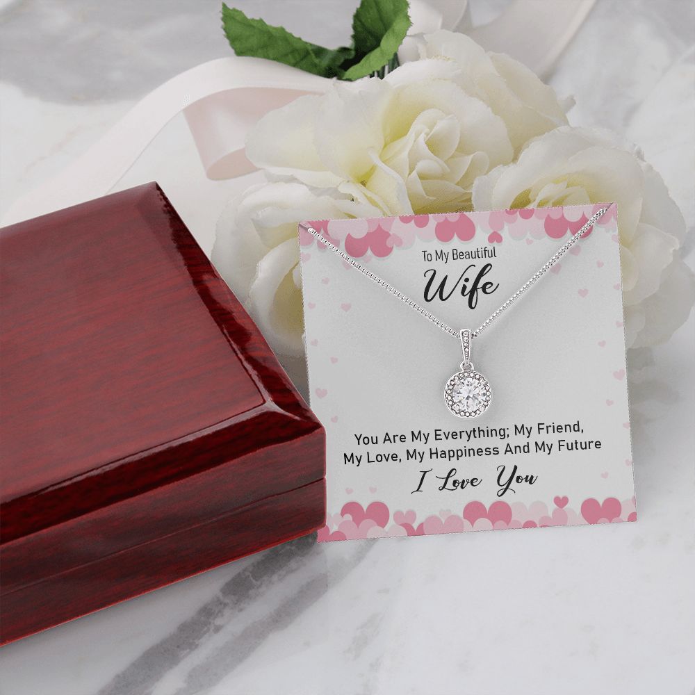TO MY WIFE, ETERNAL HOPE NECKLACE WITH MESSAGE CARD, UNIQUE GIFT FOR HER, BIRTHDAY GIFT FOR WIFE