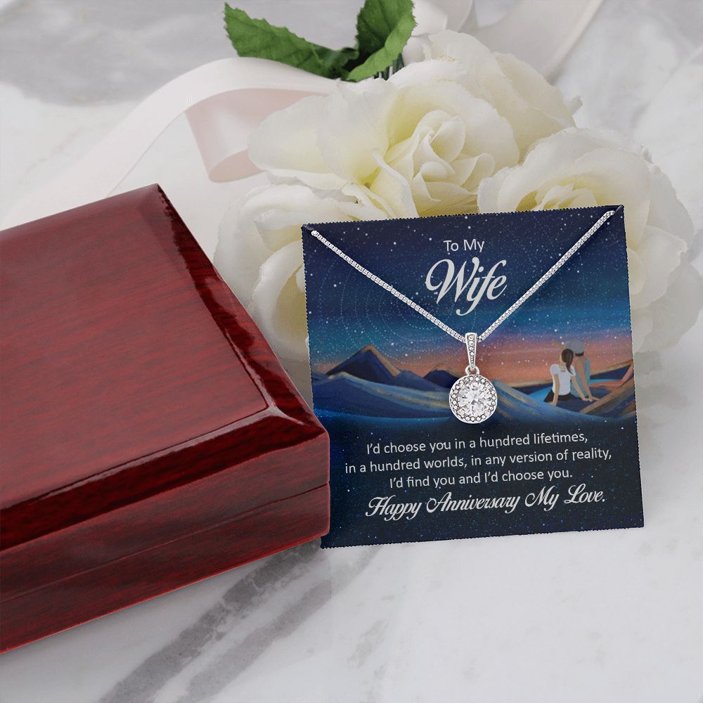 TO MY WIFE NECKLACE WITH BEAUTIFUL MESSAGE CARD, ANNIVERSARY GIFT FOR HER