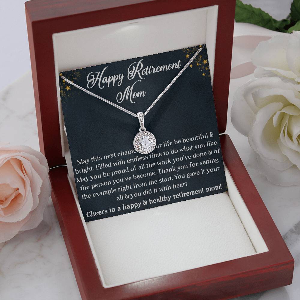 HAPPY RETIREMENT MOM, ETERNAL HOPE NECKLACE WITH BEAUTIFUL MESSAGE CARD, UNIQUE GIFT FOR MOM, NECKLACE JEWELLERY FOR HER