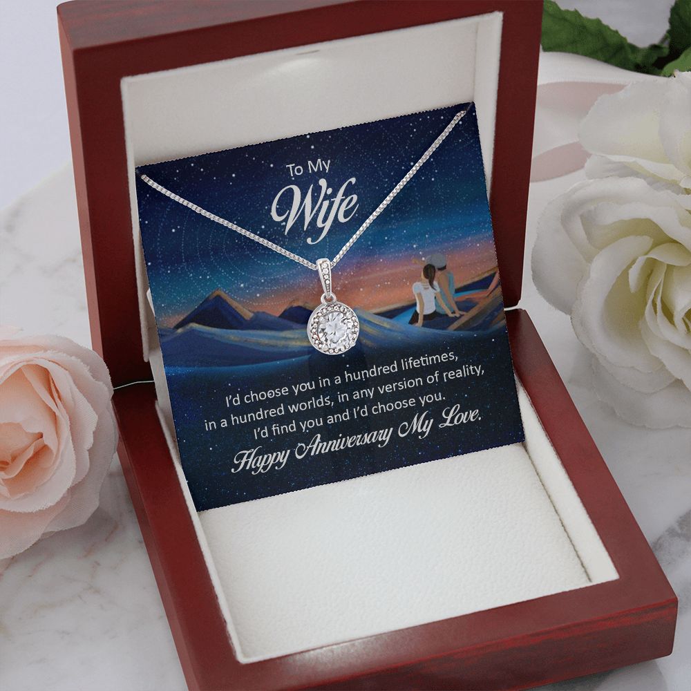 TO MY WIFE NECKLACE WITH BEAUTIFUL MESSAGE CARD, ANNIVERSARY GIFT FOR HER