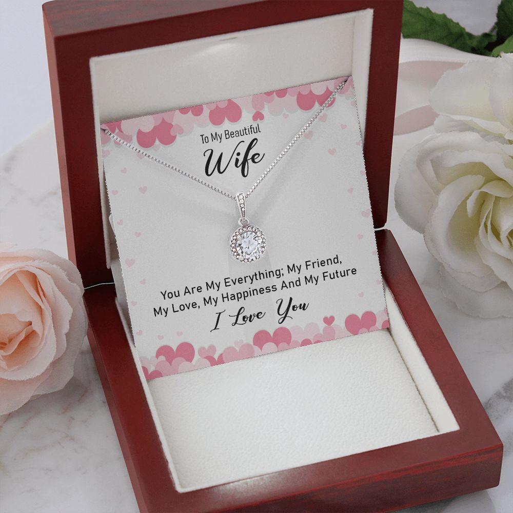 TO MY WIFE, ETERNAL HOPE NECKLACE WITH MESSAGE CARD, UNIQUE GIFT FOR HER, BIRTHDAY GIFT FOR WIFE