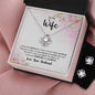 TO MY WIFE, LOVE KNOT EARRING AND NECKLACE SET, UNIQUE GIFT FOR WIFE WITH MESSAGE CARD, NECKALCE JEWELLERY, ANNIVERSARY AND BIRTHDAY GIFT FOR HER FROM HUSBAND