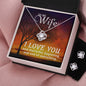 I LOVE YOU, LOVE KNOT EARRING & NECKACLE SET WITH MESSAGE CARD, ANNIVERSAY AND BIRTHDAY GIFT FOR HER