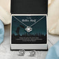 TO MY BETTER HALF, LOVE KNOT EARRING AND NECKLACE SET WITH MESSAGE CARD, UNIQUE GIFT FOR HER, ANNIVERSARY AND BIRTHDAY GIFT, NECKALCE JEWELLERY FOR HER