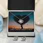 I NEED YOU, LOVE KNOT EARRING & NECKACLE SET, BIRTHDAY GIFT FOR HER WITH MESSAGE CARD