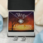 I LOVE YOU, LOVE KNOT EARRING & NECKACLE SET WITH MESSAGE CARD, ANNIVERSAY AND BIRTHDAY GIFT FOR HER