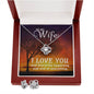 I LOVE YOU, LOVE KNOT EARRING & NECKACLE SET WITH MESSAGE CARD, ANNIVERSAY AND BIRTHDAY GIFT FOR HER