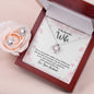 TO MY BEAUTIFUL WIFE, LOVE KNOT EARRING & NECKACLE SET WITH MESSAGE CARD, BIRTHDAY AND ANNIVERSARY GIFT FOR WIFE, BEAUTIFUL GIFT FOR HER