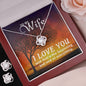 I LOVE YOU, LOVE KNOT EARRING & NECKACLE SET WITH MESSAGE CARD, ANNIVERSAY AND BIRTHDAY GIFT FOR HER