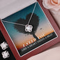 I NEED YOU, LOVE KNOT EARRING & NECKACLE SET, BIRTHDAY GIFT FOR HER WITH MESSAGE CARD