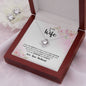 TO MY WIFE, LOVE KNOT EARRING AND NECKLACE SET, UNIQUE GIFT FOR WIFE WITH MESSAGE CARD, NECKALCE JEWELLERY, ANNIVERSARY AND BIRTHDAY GIFT FOR HER FROM HUSBAND