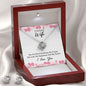 TO MY BEAUTIFUL WIFE, LOVE KNOT EARRING AND NECKLACE SET WITH MESSAGE CARD, ANNIVERSARY AND BIRTHDAY GIFT FOR WIFE, UNIQUE GIFT FOR HER