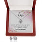 TO MY WIFE, LOVE KNOT EARRING AND NECKLACE SET, UNIQUE GIFT FOR WIFE WITH MESSAGE CARD, NECKALCE JEWELLERY, ANNIVERSARY AND BIRTHDAY GIFT FOR HER FROM HUSBAND