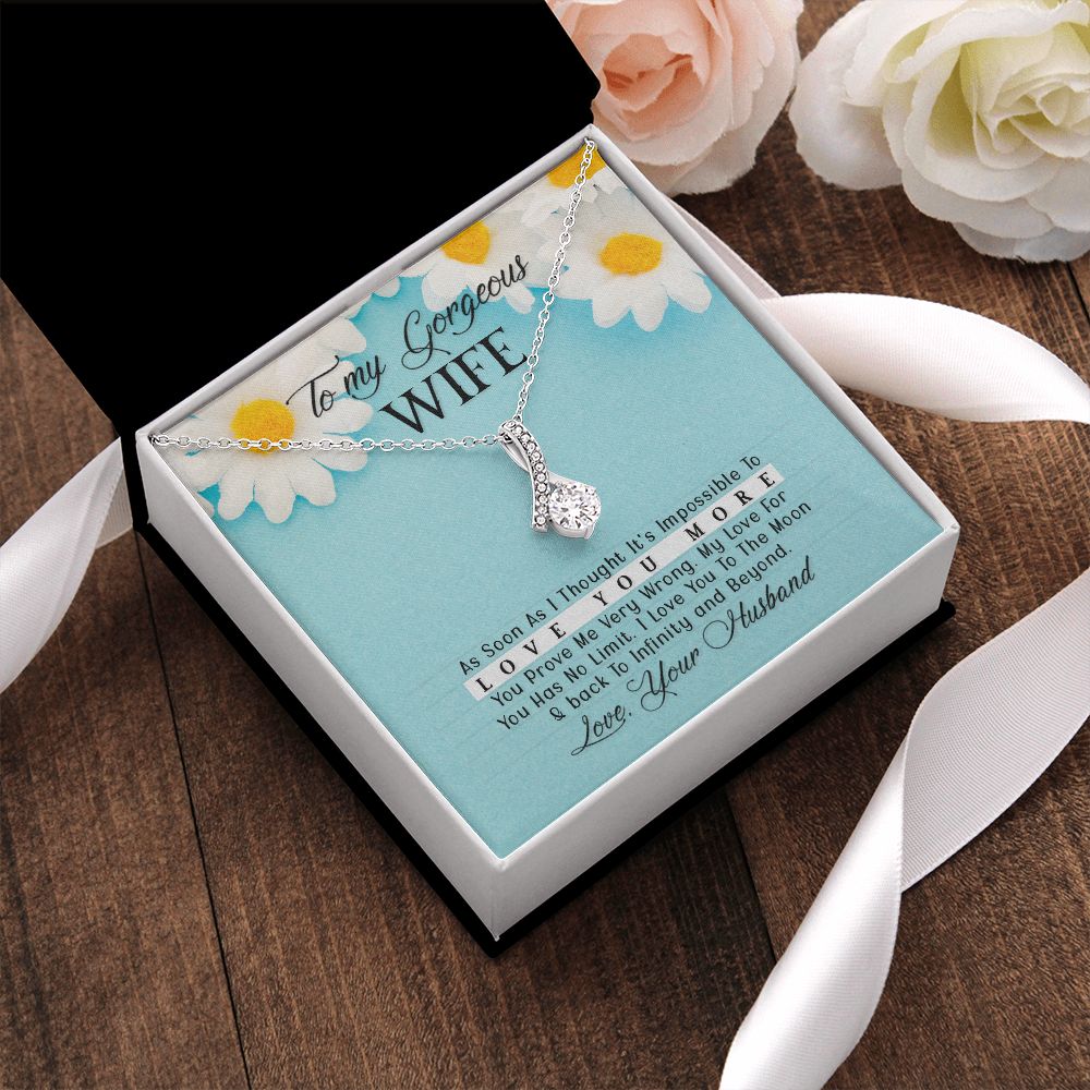 TO MY GORGEOUS WIFE, ALLURING BEAUTY NECKLACE WITH MESSAGE CARD, BIRTHDAY AND ANNIVERSAY GIFT FOR HER, NECKLACE FROM HUSBAND