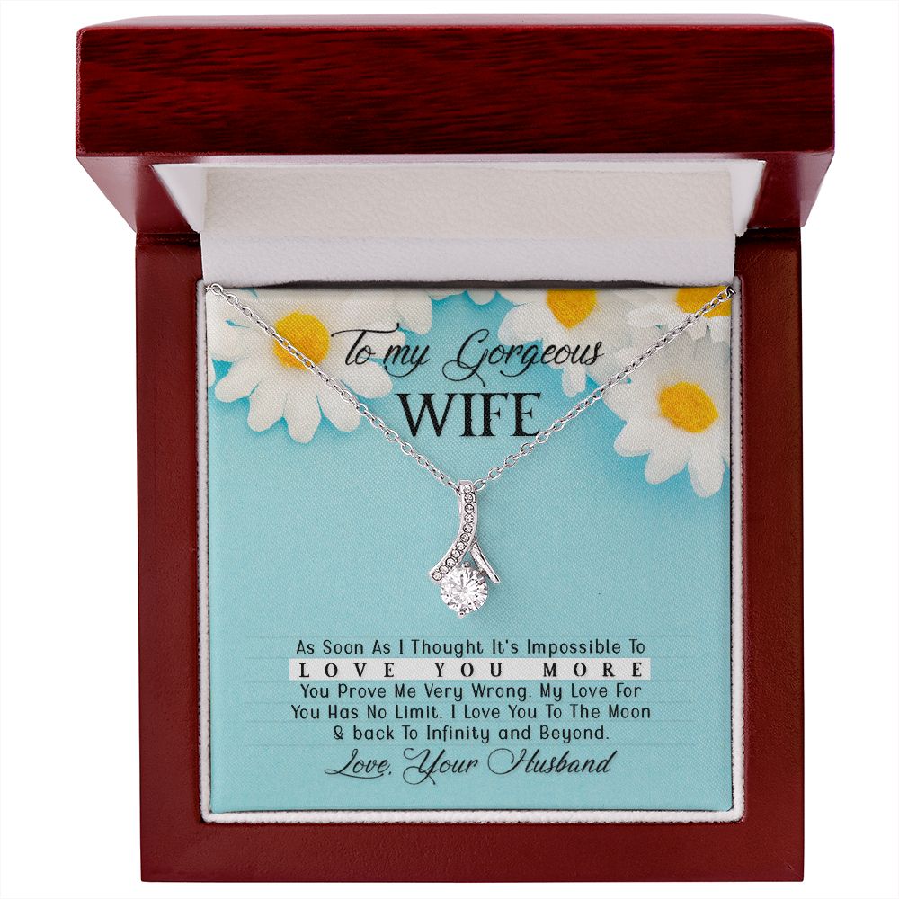 TO MY GORGEOUS WIFE, ALLURING BEAUTY NECKLACE WITH MESSAGE CARD, BIRTHDAY AND ANNIVERSAY GIFT FOR HER, NECKLACE FROM HUSBAND