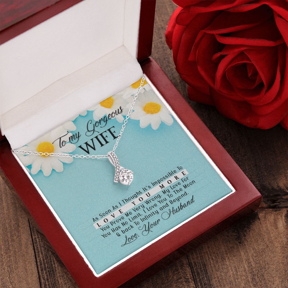 TO MY GORGEOUS WIFE, ALLURING BEAUTY NECKLACE WITH MESSAGE CARD, BIRTHDAY AND ANNIVERSAY GIFT FOR HER, NECKLACE FROM HUSBAND