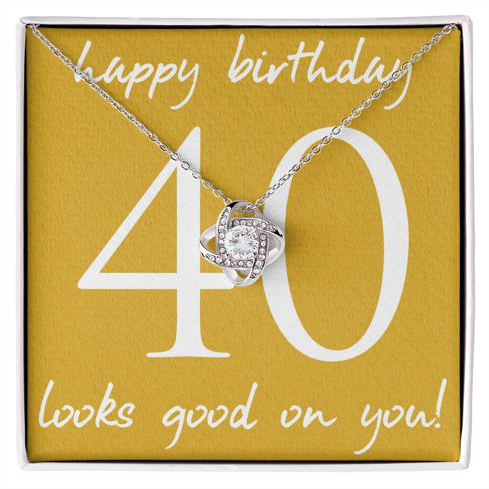 HAPPY BIRTHDAY, LOVE KNOT NECKLACE WITH MESSAGE CARD, BIRTHDAY GIFT FOR HER, NECKLACE JEWELLERY