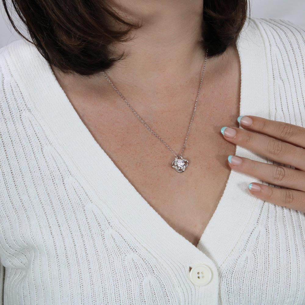 HAPPY BIRTHDAY, LOVE KNOT NECKLACE WITH MESSAGE CARD, BIRTHDAY GIFT FOR HER, NECKLACE JEWELLERY