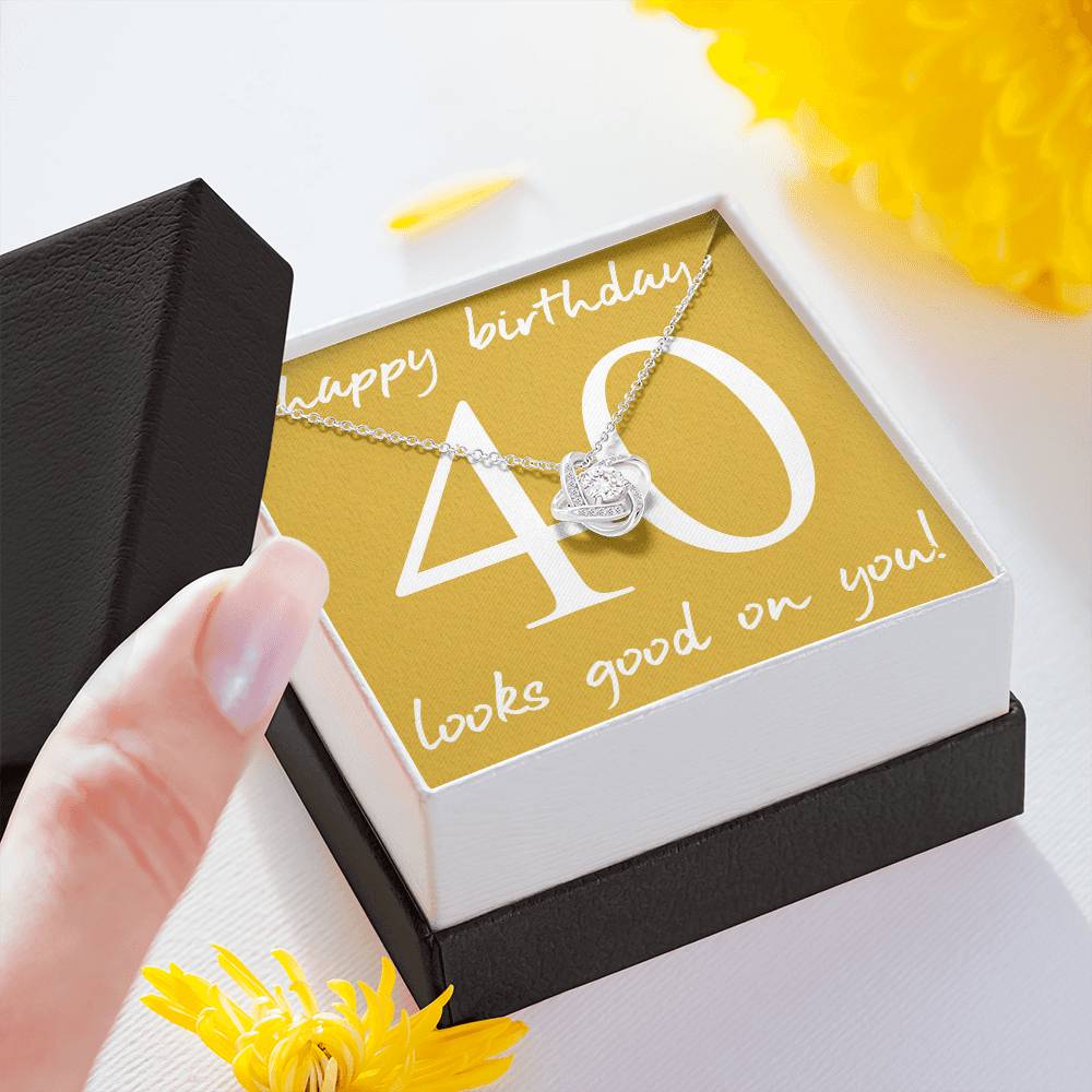 HAPPY BIRTHDAY, LOVE KNOT NECKLACE WITH MESSAGE CARD, BIRTHDAY GIFT FOR HER, NECKLACE JEWELLERY