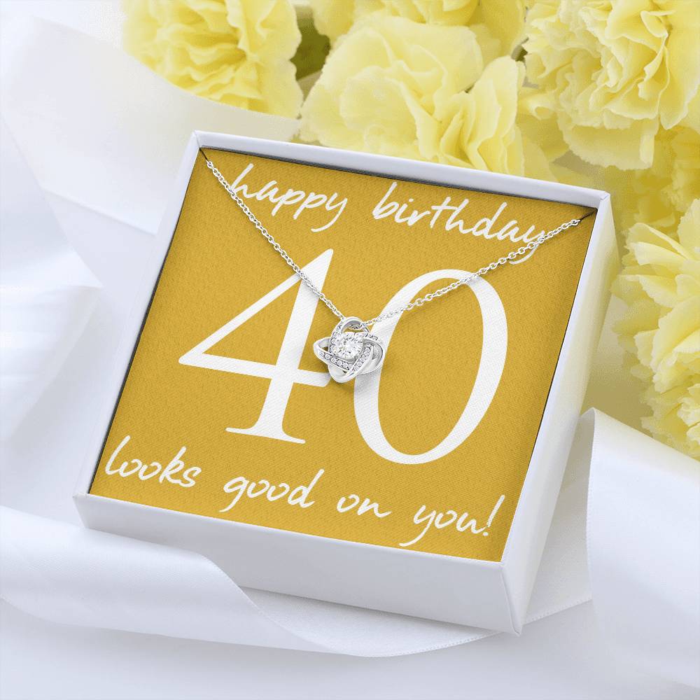 HAPPY BIRTHDAY, LOVE KNOT NECKLACE WITH MESSAGE CARD, BIRTHDAY GIFT FOR HER, NECKLACE JEWELLERY