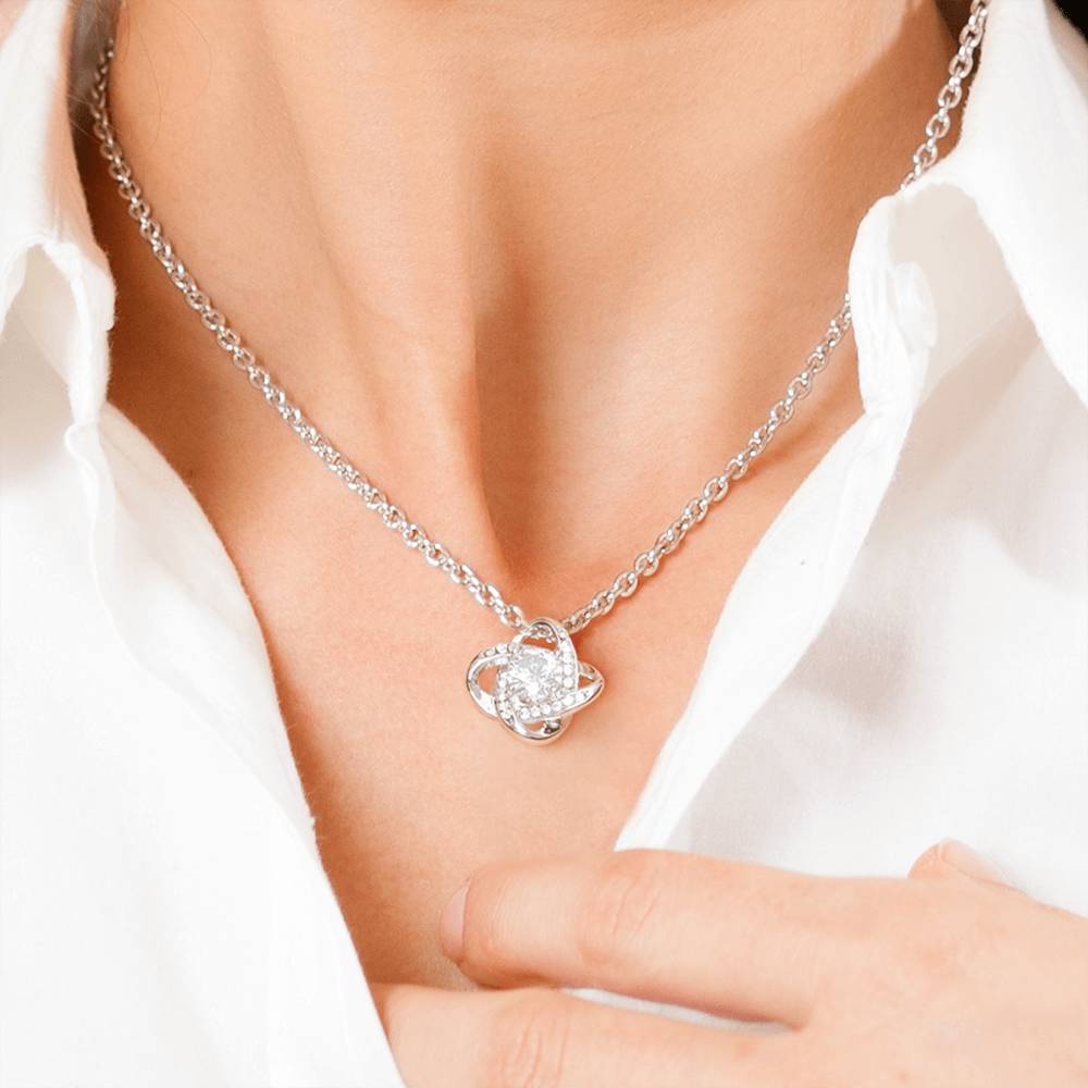 HAPPY BIRTHDAY, LOVE KNOT NECKLACE WITH MESSAGE CARD, BIRTHDAY GIFT FOR HER, NECKLACE JEWELLERY