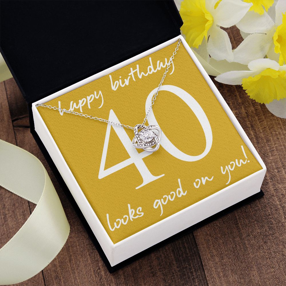 HAPPY BIRTHDAY, LOVE KNOT NECKLACE WITH MESSAGE CARD, BIRTHDAY GIFT FOR HER, NECKLACE JEWELLERY
