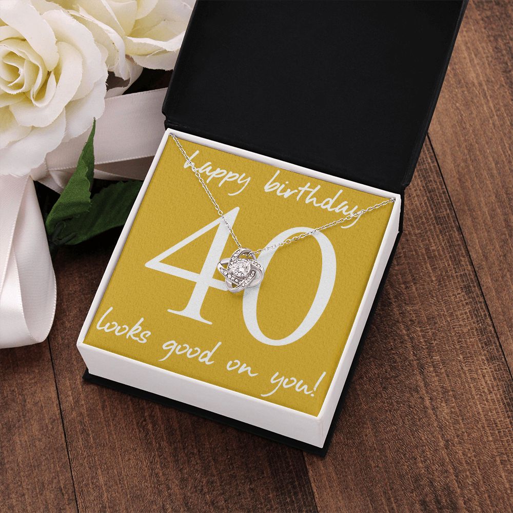 HAPPY BIRTHDAY, LOVE KNOT NECKLACE WITH MESSAGE CARD, BIRTHDAY GIFT FOR HER, NECKLACE JEWELLERY
