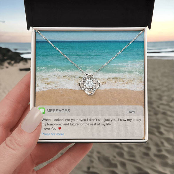 I Love You, Interlocking heart Necklace For Women With Message Card, Birthday/Anniversary Gift For Her, Stainless Steel Couple Necklace