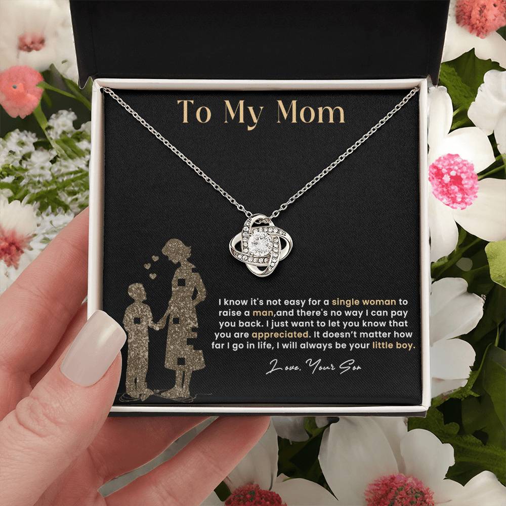 To My Mom, Knot Necklace for Mom From Son, Birthday/ Mothers Day Gift For Her, Gift For Single Mother