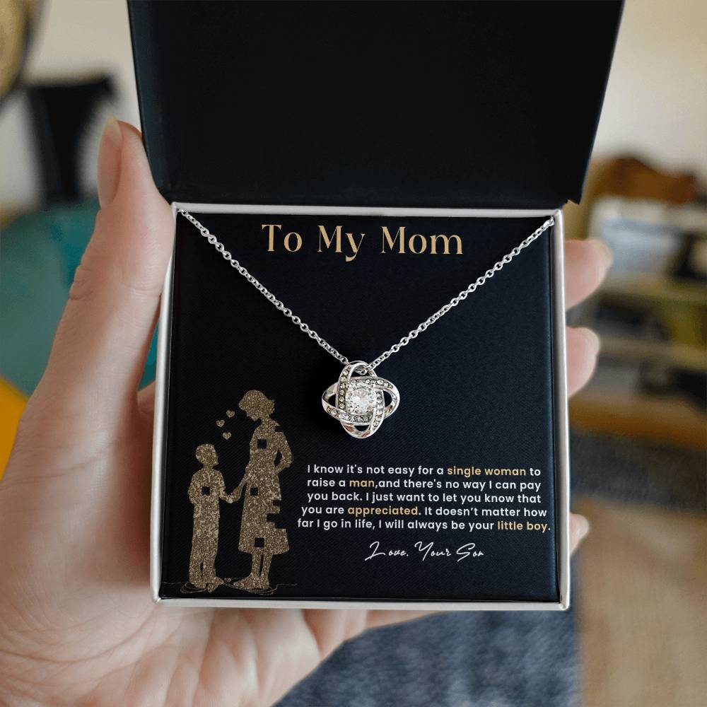 To My Mom, Knot Necklace for Mom From Son, Birthday/ Mothers Day Gift For Her, Gift For Single Mother