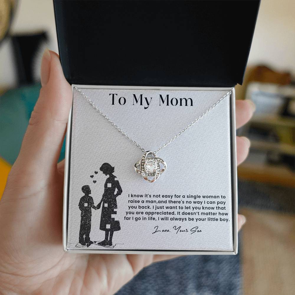 To My Mom, Knot Necklace for Single Mom From Son, Birthday/ Mothers Day Gift For Her, Gift For Single Mother