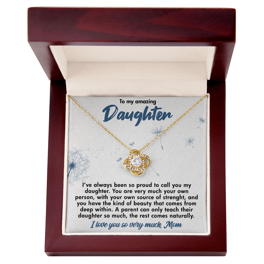 TO MY AMAZING DAUGHTER, LOVE KNOT NECKLACE WITH BEAUTIFUL MESSAGE CARD, BIRTHDAY GIFT FOR HER, UNIQUE GIFT