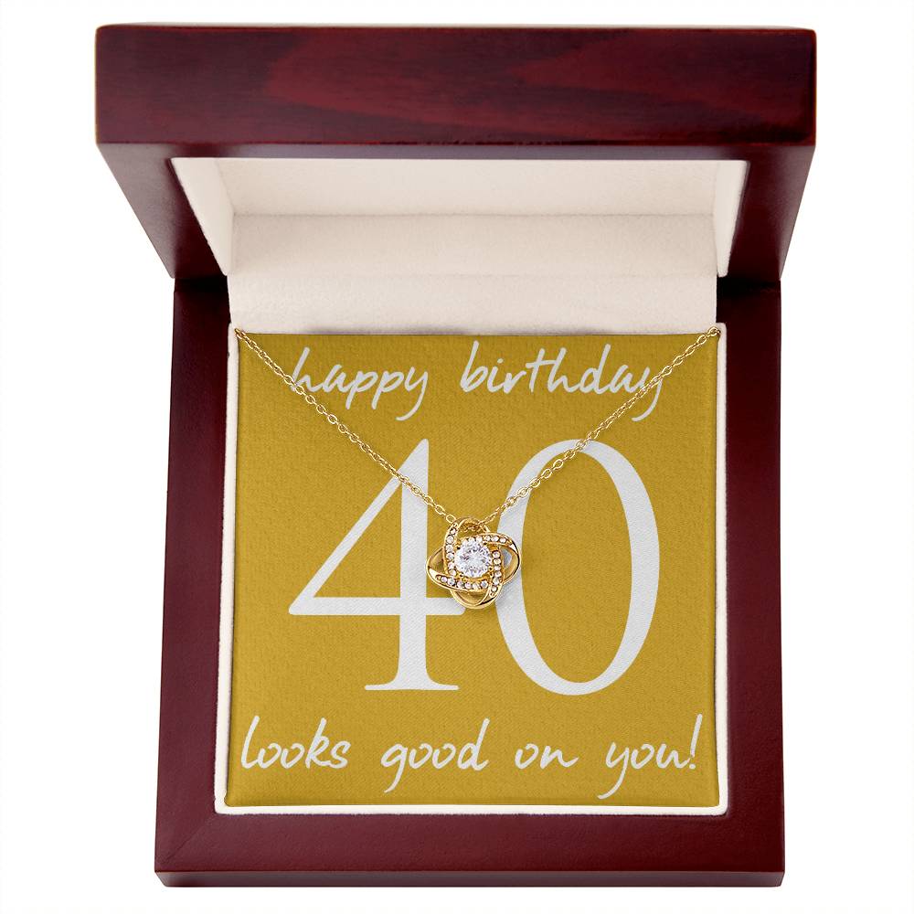 HAPPY BIRTHDAY, LOVE KNOT NECKLACE WITH MESSAGE CARD, BIRTHDAY GIFT FOR HER, NECKLACE JEWELLERY